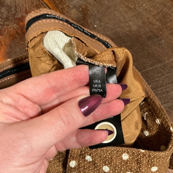 Anthropologie The Essential Slim Polka Dot Pants Brown White Size 6 - Picture 9 of 11